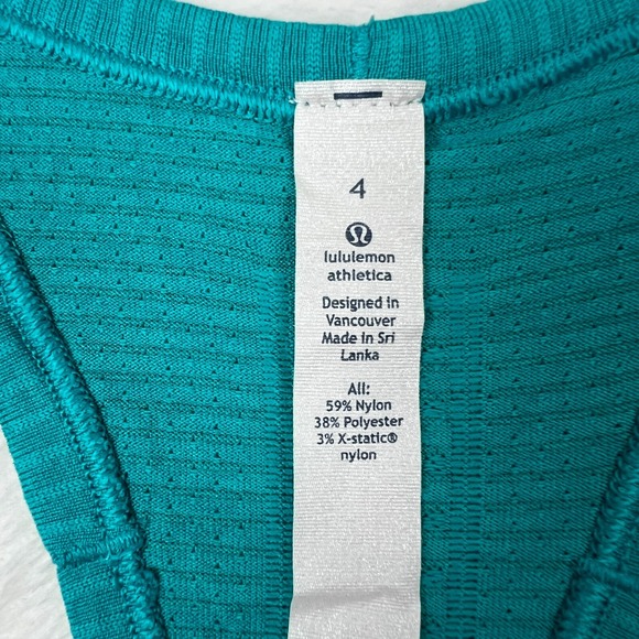Lululemon Tank Top Shirt Womens 4 Green Turquoise Racerback Gym Training Yoga - Picture 4 of 9